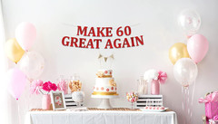 Pre-Strung Funny 60Th Birthday Party Red Banner – Funny 60Th Birthday and Annive