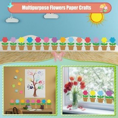 100 PCS Colorful DoubleSided Spring Flower Paper Cutouts Classroom Decor