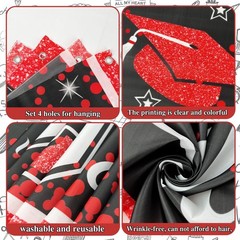 Black and Red Graduation Banner, Large Graduation Decorations Class of 2026 C…