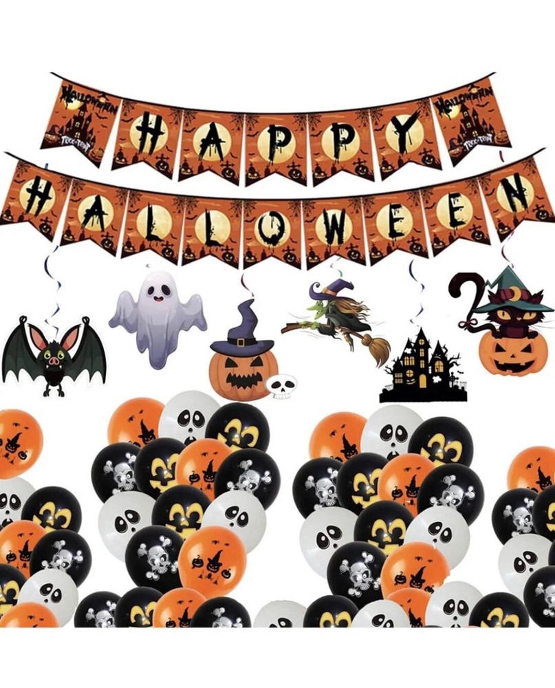 46PCS Halloween Party Decoration Accessories Set, Happy Halloween