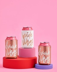 Bachelorette Party Can Cooler 10-Pack Bride Drunk Vibes Rose Gold Neoprene
