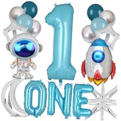 16 Pcs Space Themed Party Decorations – Balloon Rocket Astronauts Moon
