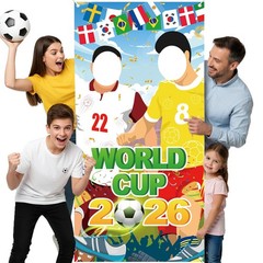 World Cup Photo Banner 71×35 Inches 2026 Soccer Player Cutout Backdrop with F…