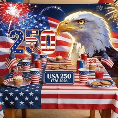 250th Anniversary Backdrop Banner, 71 x 43 Inch 1776-2026 American Patriotic