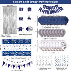 Blue Birthday Decorations for Men, Birthday Party Decorations for Men Women Boys