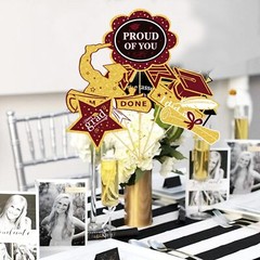 24 PCS Maroon Gold 2025 Graduation Centerpiece Sticks Table Topper Decor