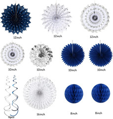 Navy-Blue Silver Party-Decorations Graduation Banner-Streamers – 18Pcs Kits 2026