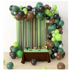 Green Brown Gray Latex Balloon Arch 115 pc Video Game Party Decor