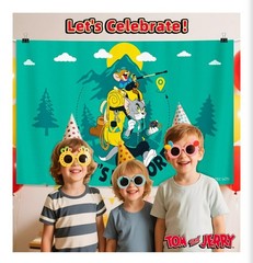 Tom And Jerry Party Backdrop/Wall Hanging «Let’s Explore» Approximately 3’x5″