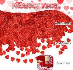 1500Pcs/50G Valentines Day Hearts Confetti Decorations,Iridescent Red Heart Tabl