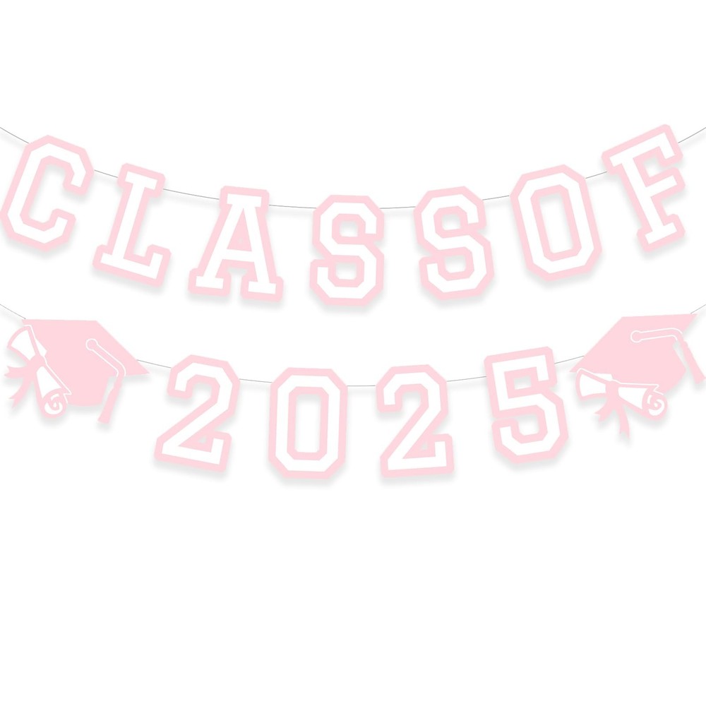 2025 Graduation Banner and Garland, College High School Party Decorations, Pink