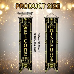 Roaring 20s Party Decorations New Year Porch Signs Black and Gold