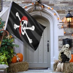 Pirate Flag for Outside 3×5 Ft, Large Jolly Roger Flag for 1 Pc Red-Scarf