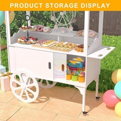 Candy Cart Party Cake Stand Dessert Cart W/ Wheels & Storage Cabinet Wedding
