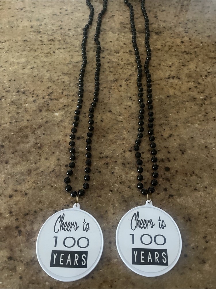 Cheers To 100 Years Celebration Necklace 2 Pcs