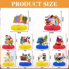 9Pcs Book Theme Honeycomb Centerpieces Boys Girls Party Table Decorations