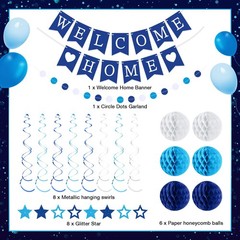 Welcome Home Decorations Welcome Home Banner with Glitter Stars Hanging Swirl…
