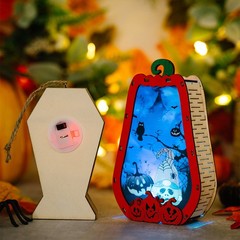 Ornament Christmas Halloween Decorations Festival With Lights Wooden Pendant