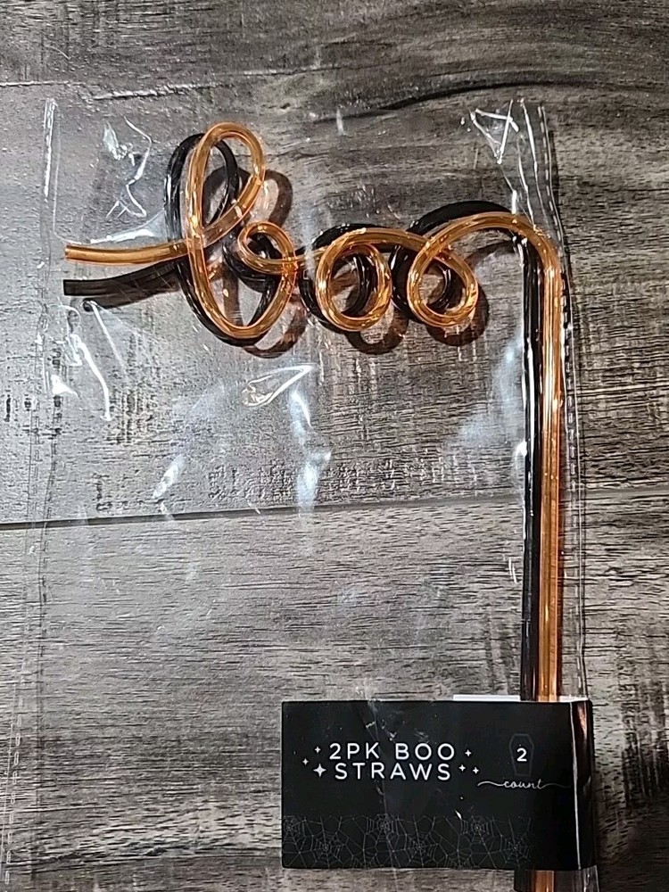 Target Bullseye Halloween 2023 «BOO» Straw 2Ct Orange And Black New In Package
