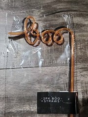 Target Bullseye Halloween 2023 «BOO» Straw 2Ct Orange And Black New In Package