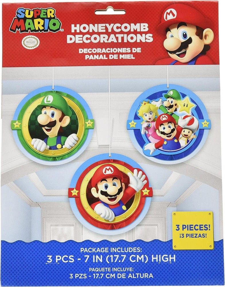 Super Mario Brothers Game Nintendo Kids Birthday Party Honeycomb Decorations