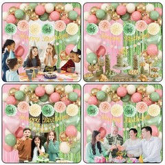 Sage Green Pink Birthday Decorations, Blush Pink Olive Green Gold Sand White …