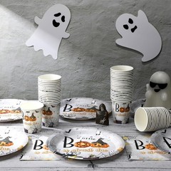 Stylish 200 Pcs Halloween Tableware Set – Plates, Cups & Napkins for 50 Guests