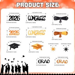Black and Orange Graduation Confetti 2026, 1000 Pcs Class of 2026 Orange Black