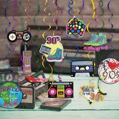 30 pcs 90s Party Decorations Hanging Swirls for Adults Back to 1990’s Party D…