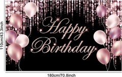 Happy Birthday Banner Backdrop Polyester Rose Gold for Party Baby Shower Indo…