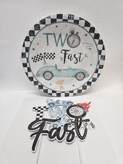 Two Fast Birthday Decor Package for Boys Girls Dinner Plates and Cake Topper