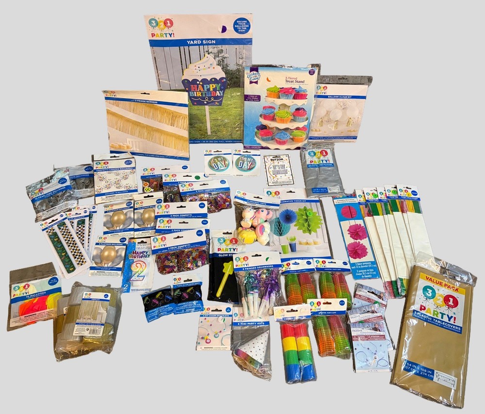 49Pc Birthday Party Supplies Bundle Balloons Decor Favors Table Covers