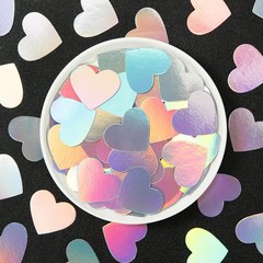 300 PCS IridescentDisco Valentines Heart Confetti Holographic Table Decor