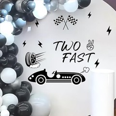 Two Fast Birthday Party Stickers for Backdrop Decal Balloon Arch Decor 2nd Bi…