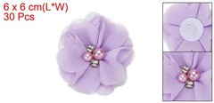 30Pcs 2″ Chiffon Flowers with Rhinestone Pearl Sewing Fabric Flowers, Purple