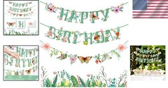 Charming Double-Sided Floral Birthday Banner with Butterflies – 70.87 Inches