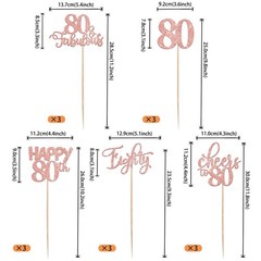 15 Pack Glitter 80th Birthday Centerpieces Sticks, Happy 80th Birthday Party …