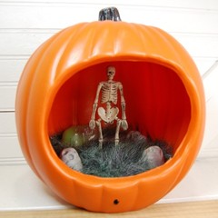Vintage Halloween decor Pumpkin Grave Motion Sensor Light up Noise making Gemmy