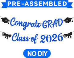 Graduation Decorations 2026 Blue Banner Set Congrats Grad Party Garland
