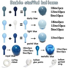 Dusty Blue Balloon Arch Light Dark Blue Balloons Different Size Blueberry Bal…
