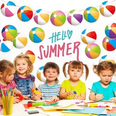 48Pcs Beach Ball Cutouts Summer Bulletin Board Decorations Colorful Beach Bal…