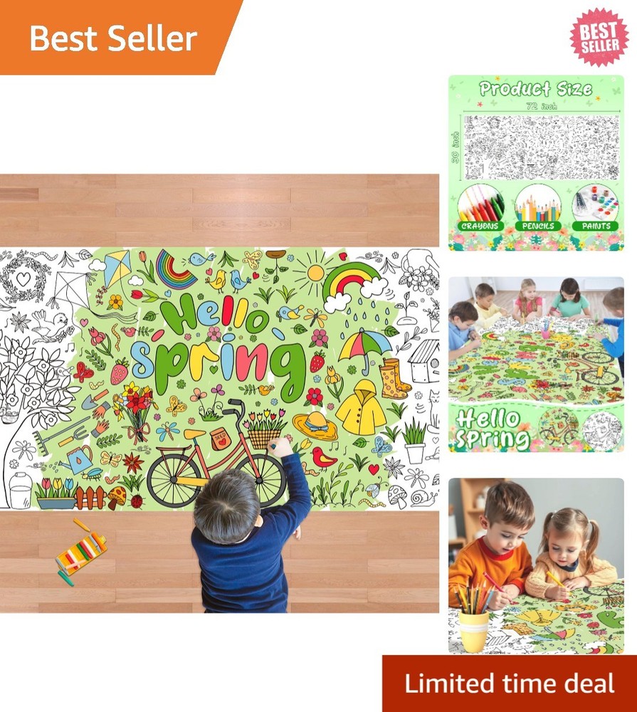 72×30 Inches Spring Coloring Tablecloth – Perfect for Fun Kids DIY Activities