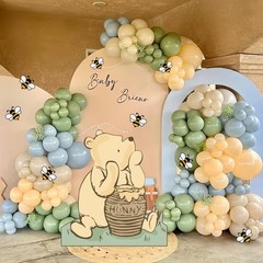 131PCS Winnie Baby Shower Decorations, Large Coroplast Cutout, Balloon Arch & Be
