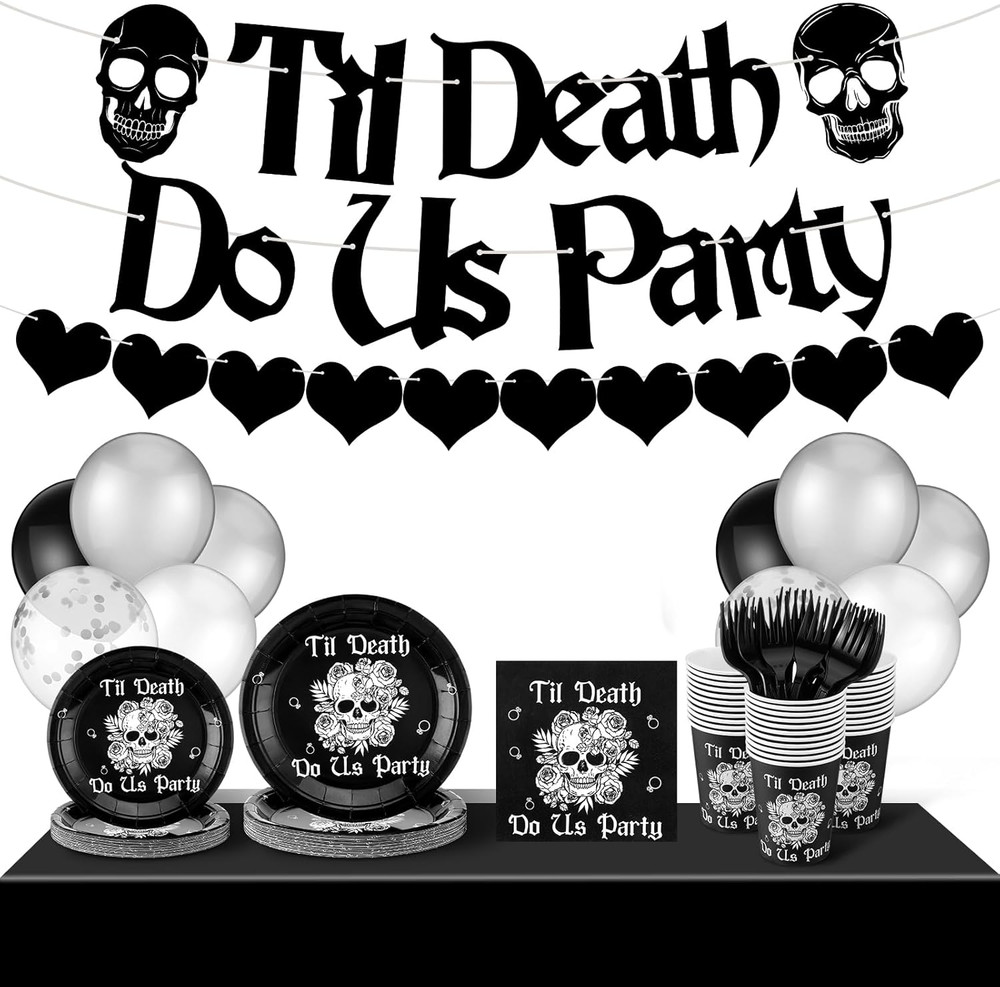 141 Pcs Bride or Die Bachelorette Party Decorations Til Death Do Us Party Favors