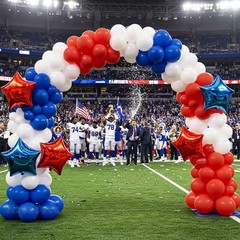 Red and Blue Double Balloon Arch Kit with four Giant 24″ Star Foil Balloons –…