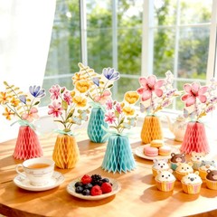9 PCS Spring Wildflower Party Decorations Honeycomb Centerpiece 6.5 In