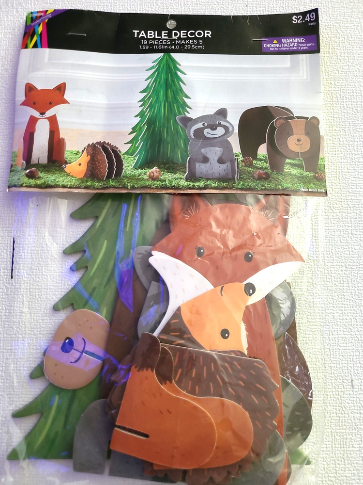 Table Decorating Kit Woodland Baby Shower Birthday Fox Raccoon Bear Porcupine
