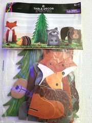 Table Decorating Kit Woodland Baby Shower Birthday Fox Raccoon Bear Porcupine