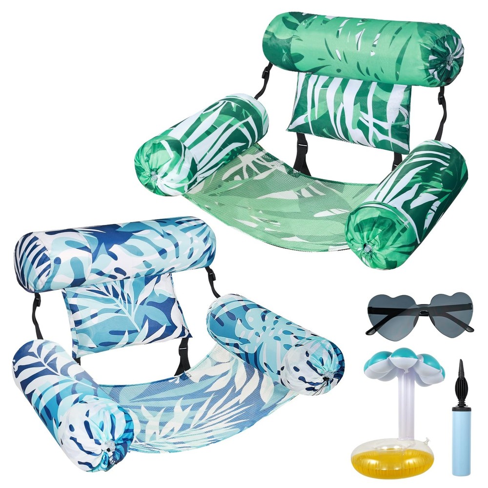 Inflatable Pool Lounge Chairs – 2 Pack Adjustable Floating Pool Chairs for Ad…