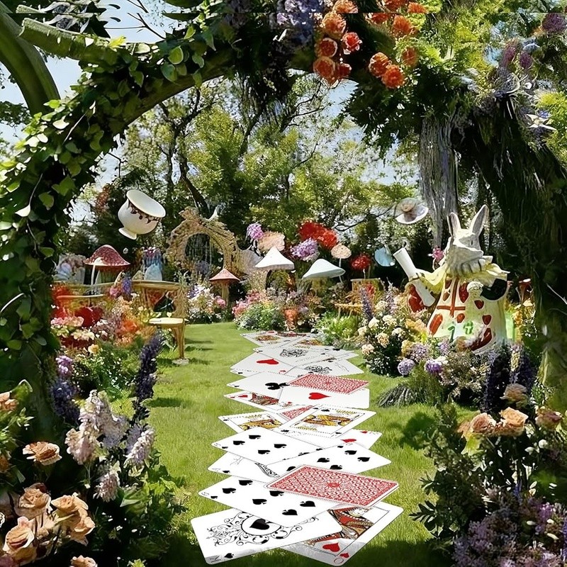 Wonderland Playing Card Aisle Runner Rug Party Decor Durable 118×16 inch New